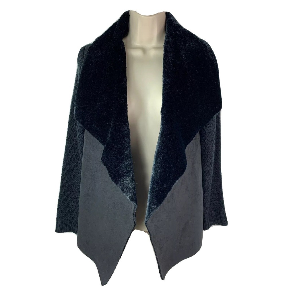 Melissa Paige Women's Size XS XSMALL Faux Fur Suede‎ Cardigan Sweater Jacket - Picture 11 of 12